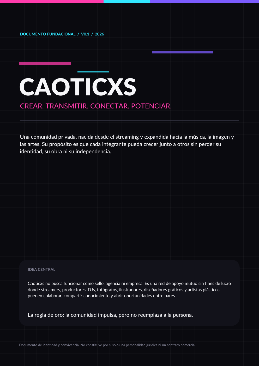 Portada del Documento Fundacional de Caoticxs